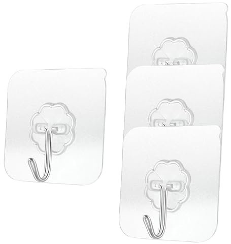 4 Pezzi Ganci Adesivi,Appendi Accappatoio Bagno Adesivo Attaccapanni da Muro Adesivo,Gancio Adesivo Forte Appendini da Muro Trasparenti Per Appendere Chiavi,Utensili da Cucina,Asciugamani e Altro