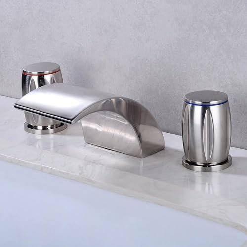 Grifo para Lavabo de baño en Cascada, grifos de tocador de Doble manija con Agua Caliente y fría, Grifo de baño de extensión G1/2,