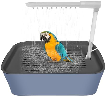 YANGUN Vasca da Bagno per Uccelli, Vasca da Bagno Automatica per pappagalli, Fontana a Gabbia con Acqua corrent, elettrica per Uccelli Grandi USB per calopsitta, Box per Il Bagno, Grigio