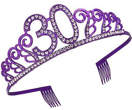 VINTORKY couronne de chiffres décorations couronne de princesse Diadèmes adulte couronne de diadème femme cake couvre-chefs délicats décoration de gâteau d'anniversaire Violet,mauve