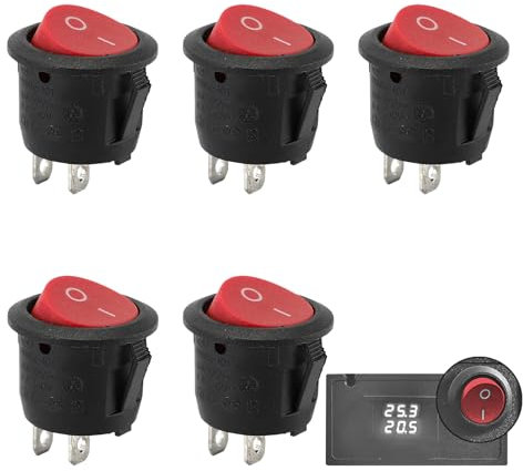 5 Stück Kippschalter Schalter 12v On/Off Einrastbare mit Selbsthemmung,2 Poliger Wippschalter Ein Aus Einbauschalter,Rund 12v/230v Kunststoff für Einbau Wohnmobil Switch Taster Modellbau Auto Boot KFZ