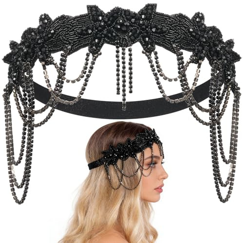 Esshogo Cerchietto con paillettes, fascia per capelli scintillante, vintage, grandi tagli di capelli da donna in stile vintage anni '20, copricapo da donna