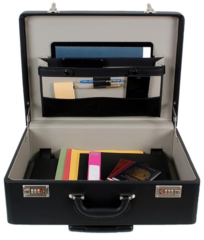 AR BRAND EST. 2021 Leather Business Work Executive Laptop Flight Pilot Case Briefcase Trolley