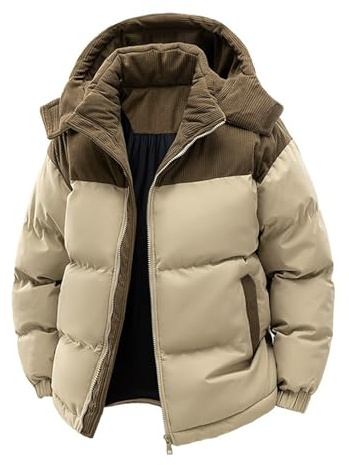 Doudoune Longue Homme Hiver Cuir Cargo Coupe Vent Interieur Duffle Hiver Zippé Tactique Marque sans Capuche Polaire Chauffante Aviateur Duvet Mi Saison Ski Veste Zippée Homme Kaki L