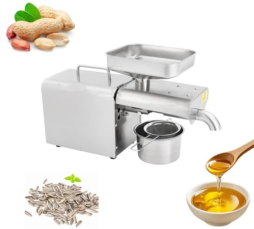 Kökspress for nötfrön, linfröolja, rostfritt stål, 1250W, for linfrö, jordnötter, hampa, perilla, pumpafrön, solros, raps, sesam, kommersiell kvalitet