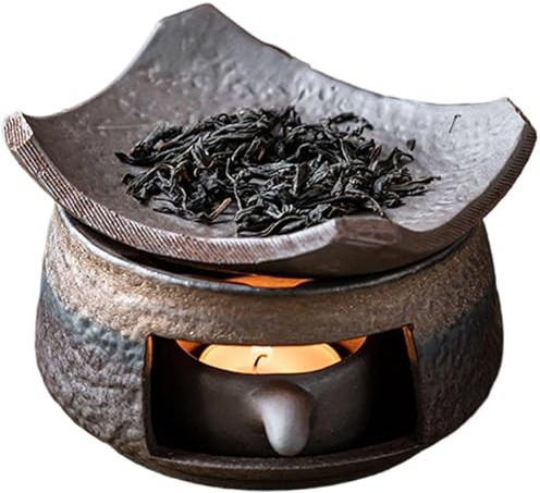 Bruciatore per aromaterapia con cedro e zen, in ceramica, per aromaterapia, bruciatore per oli essenziali e erbe, bruciatore per erbe aromatiche e cedro zen, con lumini, bruciatore per olio per