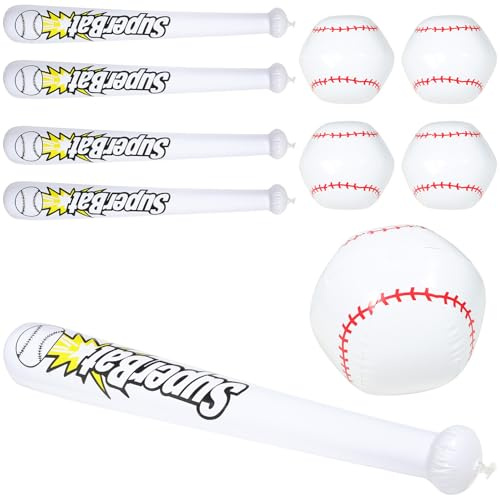 LALADEFIEE Juego de Béisbol Inflable, 10 Piezas (Pelota de Playa PVC 40 Cm Bate de 80 Cm), Juguetes Inflables para Piscina y Fiestas de Cumpleaños, Decoración Veraniega Segura y Ligera