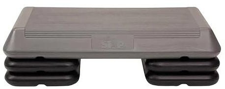 The Step - Plataforma aeróbica Original Fabricada en Estados Unidos, tamaño de Circuito, Plataforma aeróbica Gris y elevadores Negros Originales