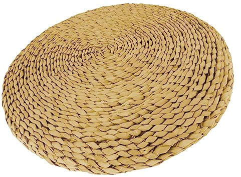 Japanwelt Maisstroh-Kissen Tatami | Rundes Bodenkissen mit natürlicher Optik als Meditationskissen oder Sitzkissen, rundes-Kissen Bodenkissen-Stroh Sitzkissen-rund Sitzkissen-flach - 45cm Durchmesser