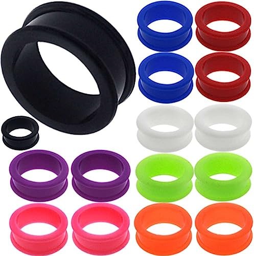 MoDTanOiz - Flesh tunnels 15/16 inch Gauge Gauges 24mm Ear Plugs Plug Weight Flesh Tunnels Tunnel Streching Ears Double Single Flared Steel Stone Wood Earring Silicone Men Women Black 15/16 24mm