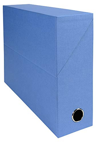 Exacompta - Réf. 89522E - 1 Boîte transfert en papier toilé - Dos 90 mm - Avec un œillet en métal - Pour format A4 - Dimensions 25,5 x 34 x 9 cm - Couleur bleu clair - Livrée montée