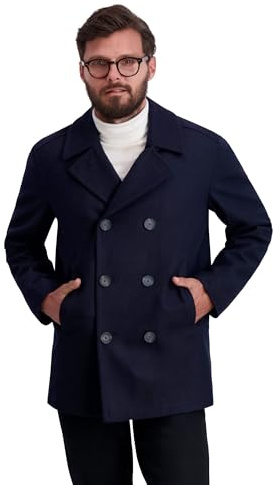 Nautica Men's Wool Blend Peacoat – Double-Breasted Winter Coat, Regular, Big & Tall Sizes, Classic Navy, Large