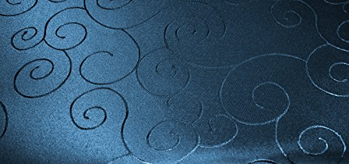 Unbekannt Tischdecke rund ca. 160 cm Ø Struktur damast Circle bügelfrei fleckenabweisend #1095 (dunkel blau)