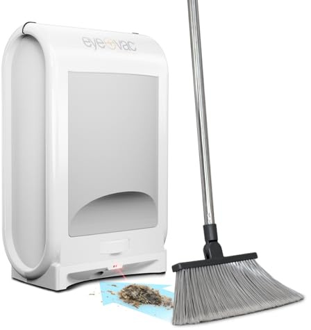 EyeVac Pro Touchless Vacuum Automatic Dustpan - Ultra Fast & Powerful - Great for Sweeping Salon Pet Hair Food Dirt Kitchen, Corded Canister Vacuum, Bagless, Automatic Sensors, 1400 Watt (White)