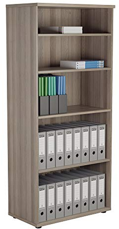 Office Hippo Heavy Duty Bookcase, Robust Book Case, Storage Unit with 4 Adjustable Shelves & Adjustable Feet, Stable Home Office Furniture, Simple To Assemble - Grey Oak
