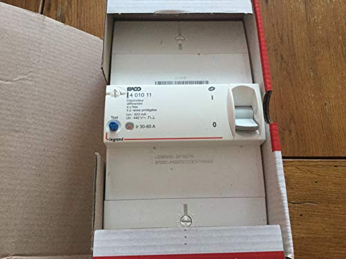 Legrand 401011 Enedis Branchement Disjoncteur, Tétrapolaire Différentiel, 500mA, Instantané, 60A