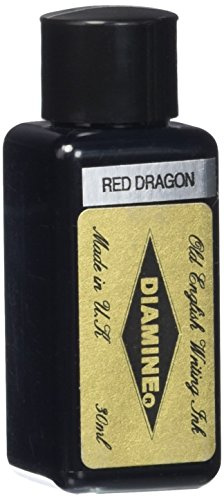 Diamine Ink,Inghilterra,dal 1864, flacone inchiostro,calamaio,Red Dragon,rosso,