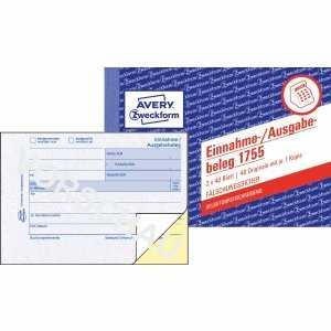 AVERY Zweckform 20 x Formularbuch Einnahme-/Ausgabebeleg A6 quer fälschungssicher 2x40 Blatt