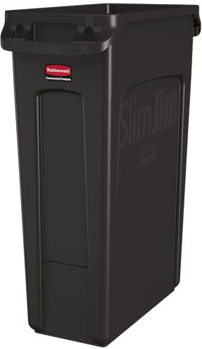 Rubbermaid Commercial Products Slim Jim Collecteur Ventilé Rectangulaire | En Plastique pour Cuisine et Bureau | 87 L, Brun
