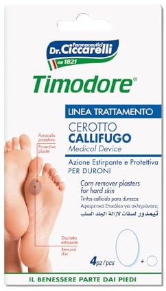 Timodore, Apósitos para Callos en los Dedos del Pie, Indicados para Eliminar los Callos de los Pies Sin Dolor, También Aptos para las Manos, 100% Made in Italy, Dermatológicamente Testado, 4 unidades
