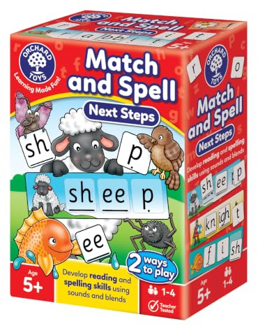 Orchard Toys Match and Spell Next Steps, Educational Spelling Game Age 5+, Helps Teach Phonics and Word Building using Sounds and Blends.