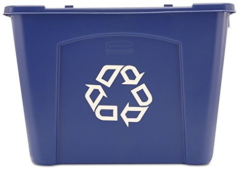Rubbermaid Commercial Products, Recycling Bin/Box, Stackable, 14 GAL, Blue, for Indoors/Outdoors/Garages/Homes/Commercial Facilities