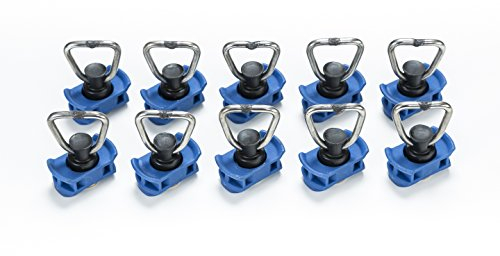 LOADCARE Single Fitting für Airlineschienen – Kunststoff Endbeschlag mit Federmechanismus – Zurröse für Zurrschiene – passend für Camper, PKW, LKW & Anhänger – stabil & schienenschonend (Blau,10)