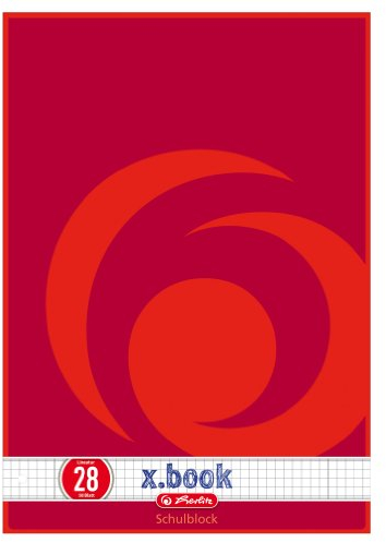 Herlitz Schulblock x.book A4, Lineatur 28, 50 Blatt, Rand innen und außen, 10 Stück