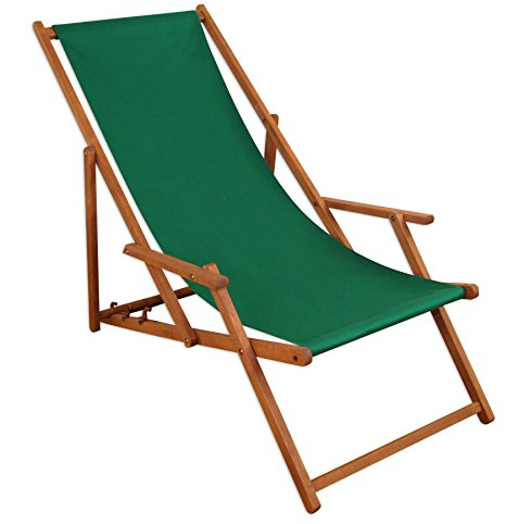 Liegestuhl Sonnenliege grün Gartenliege Holz Deckchair Strandstuhl Massivholz Gartenmöbel 10-304