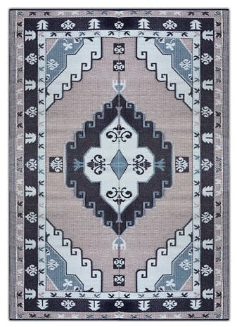 BalajeesUSA Outdoor Rug - 6x9 feet, Blue, Grey, Reversible, Portable, Duarable, Waterproof, Plastic straw patio rugs, Large RV camper mat 140
