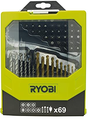 RYOBI Coffret Mixte RAK69MIX – 69 Pièces Vissage, Perçage et Douilles, Embouts de Qualité Pro, Boîtier Résistant – Compatible Outils 18V, Perceuses et Visseuses