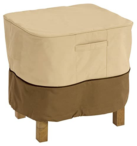Classic Accessories Veranda Water-Resistant 26 Inch Square Patio Ottoman/Side Table Cover, Outdoor Table Cover