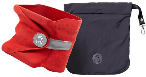 trtl Travel Pillow - Airplane Pillow for Neck and Shoulder Support - Soft, Lightweight, Machine-Washable Travel Pillows for Airplanes - Red