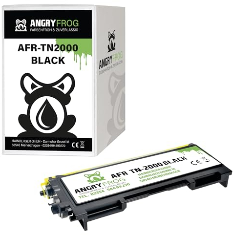 Angry Frog 1x Toner Kompatibel TN2000 TN2005 BK für Brother HL-2030, HL-2040, HL-2070N, DCP-7010, DCP-7025, FAX-2820/2920, MFC-7225N, MFC-7420, MFC-7820N