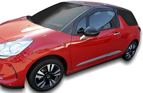 J&J AUTOMOTIVE Heko Déflecteurs d'air et de Vent pour DS 3 3P. Berline 2010-2015, Lot de 2pcs, Teintés, Avant et Arrière, Aérodynamique