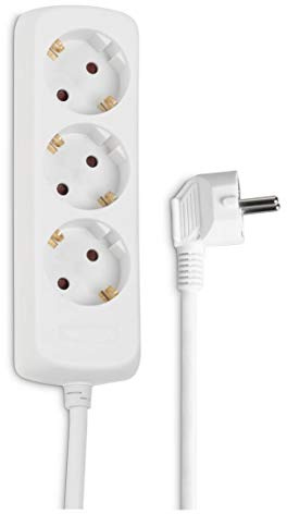 Hama Steckdosenleiste (Mehrfachsteckdose 3-Fach, Steckerleiste 5m, Verteilersteckdose GS-geprüft, Steckdosen um 45 Grad gedreht, mit erhöhtem Berührungsschutz, Kunststoff Verteiler) Weiß