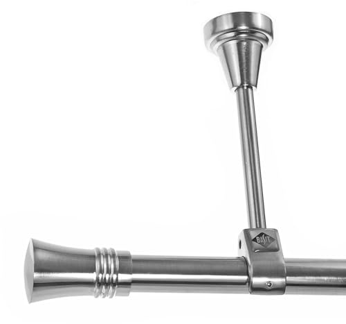 BASIT Gardinenstange Deckenmontage 1 läufig 120 cm lang Edelstahl Look Set Metall 1-läufige Vorhangstange Deckenmontage Ø20mm I 120-600cm wählbar D51R