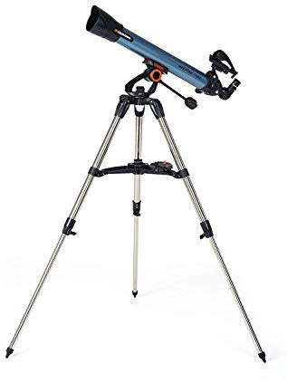 Celestron 22401 Inspire 70AZ Refractor Telescope with Built-In Smartphone Adapter - includes Two Eyepieces, 90° Erect Image Diagonal, Height-adjustable Tripod and Accessory Tray, Blue