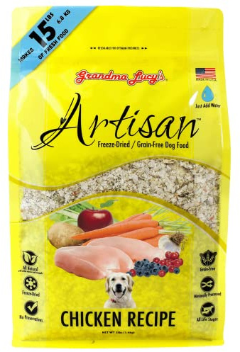 Grandma Lucy's Artisan Dog Food, Grain Free and Freeze-Dried - Artisan Chicken, 3Lb Bag