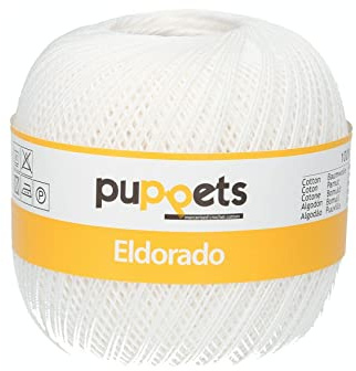 Puppets Eldorado Stärke 10 4574010-07001 weiß Häkelgarn, 100% Baumwolle
