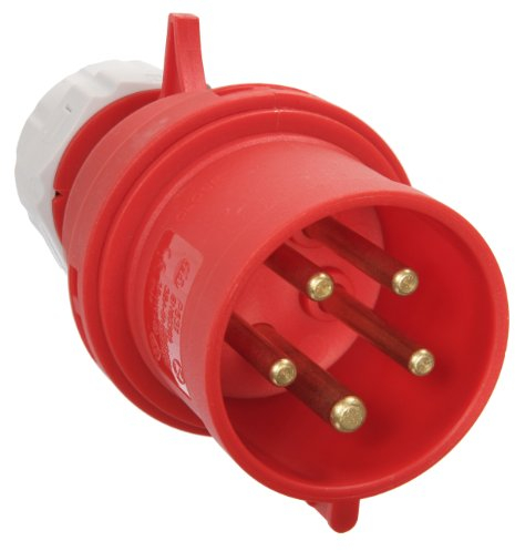 as - Schwabe CEE Stecker 400V/32A/5-polig - Starkstrom Stecker mit Schraubkontakt für Leistungsanschluss - Stromstecker Schlagfest - Spritzwassergeschützt IP44 - Rot/Grau, 60422