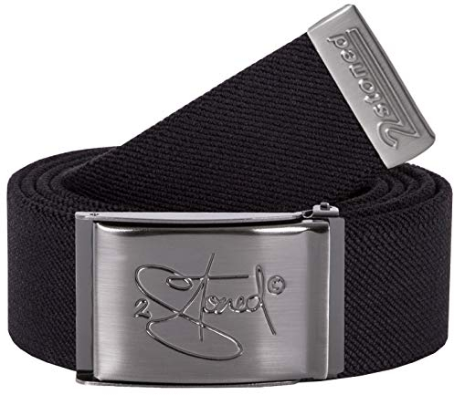 2Stoned Stretchgürtel Koppelgürtel elastisch Classic Matt gestanzt, Schwarz, 130cm - 150cm dehnbar, für Damen und Herren