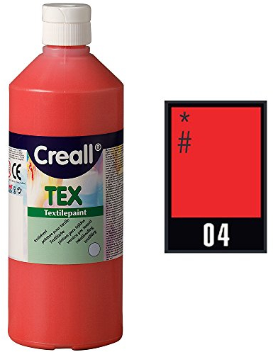 Creall Textil- & Stoffmalfarbe | Rot 500 ml | Waschmaschinenfest nach Fixierung | Für T-Shirts, Jeans, Schuhe, Stofftaschen, Möbel & Autoinnenraum/Dachhimmel