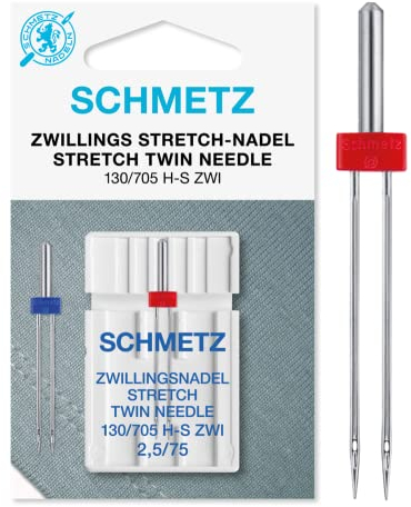 SCHMETZ | 1 Nähmaschinennadel | Zwillings-Stretch | 130/705 H-S ZWI 2.5 | Nadeldicke 2.5/75 | auf jeder gängigen Haushaltsnähmaschine einsetzbar