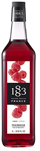 1883 Maison Routin Premium Raspberry Syrup for Cocktails, Mocktails and Iced Tea - Vegan-Friendly, Allergen-Free, No Preservatives - 1L Glass Bottle