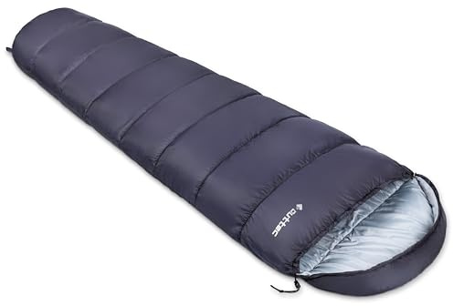 Saco de Dormir Momia con Capucha para Adultos, Verano, Primavera, otoño, Ultraligero, cómodo, Juvenil, Camping, Saco de Dormir para Exteriores, tamaño pequeño (Azul)