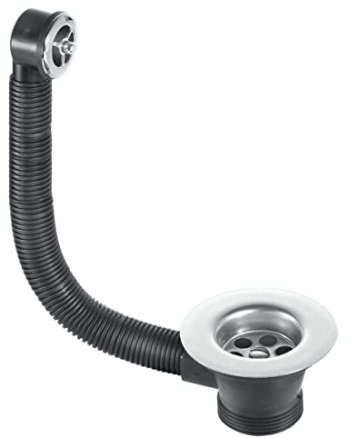 Mcalpine Fsw2Pc Sink Combined Waste and Overflow, Chrome Plated Overflow Grid, Black, Chrome