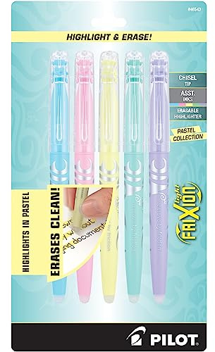 PILOT FriXion Erasable Highlighters, Chisel Tip, Assorted Color Inks 5-Pack