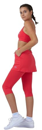 Sportkind Mädchen & Damen Tennis, Hockey, Running 2-in-1 Rock mit Leggings, pfirsich, Gr. 146
