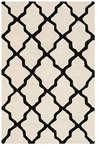 SAFAVIEH Trellis Rug for Living Room, Dining Room, Bedroom - Cambridge Collection, Short Pile, in Ivory and Black, 122 X 183 cm